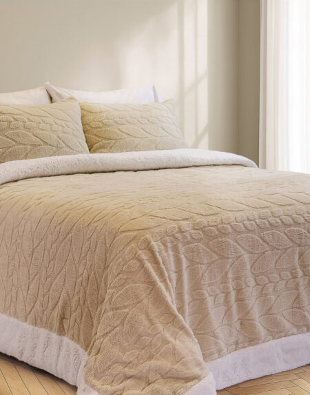 CORDERITO JAQUARD CON CORDERITO NATURAL C/FUNDAS